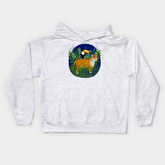 The Tiger and The Toucan Kids Hoodie by KilkennyCat Art